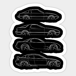 Evolution of the Mazda RX-7 RX-8 - profile stencil, white Sticker